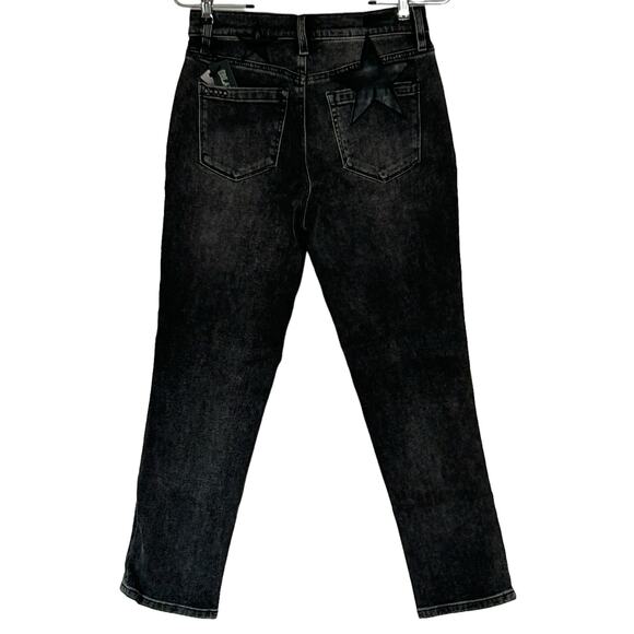 BlankNYC Madison Crop Jeans Size 27 Black Charcoal Faux Leather Stars - Picture 1 of 9